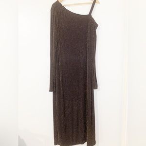 Long Tall Sally Women Black Rose Gold Stripes Dress Size 16